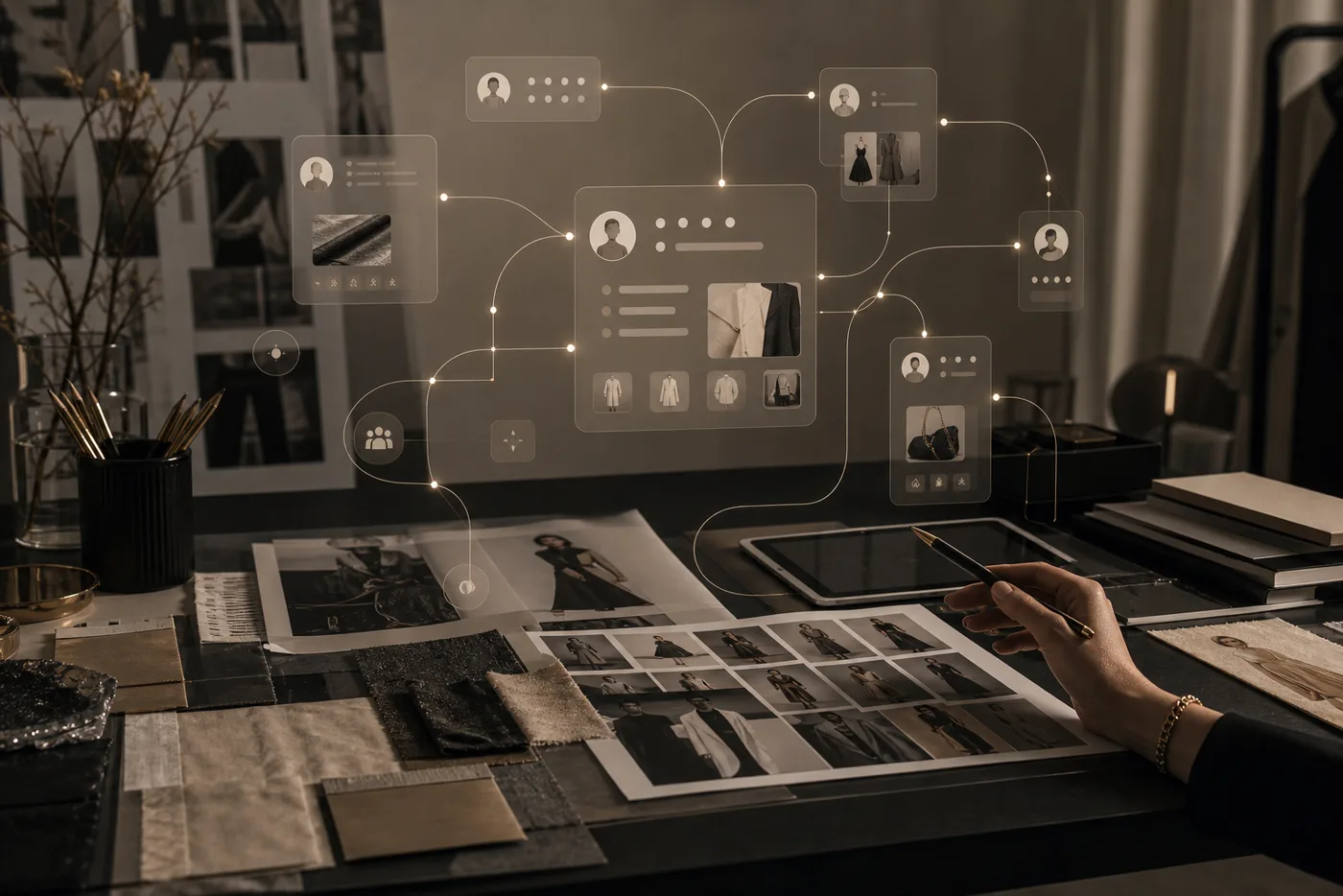 Workflow fashion automatizzato con schede digitali, CRM e materiali moda